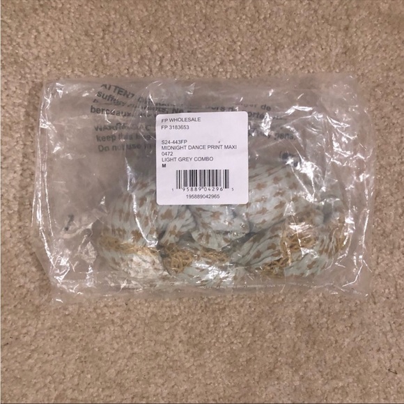 Free People Midnight Dance Print Maxi Dress In Gray Combo. NWT! Sz M - Picture 10 of 14